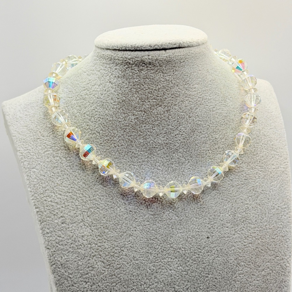 Laguna Crystal Necklace Women OS Clear AB Iridescent Excellent Vintage 1950s - Picture 12 of 17